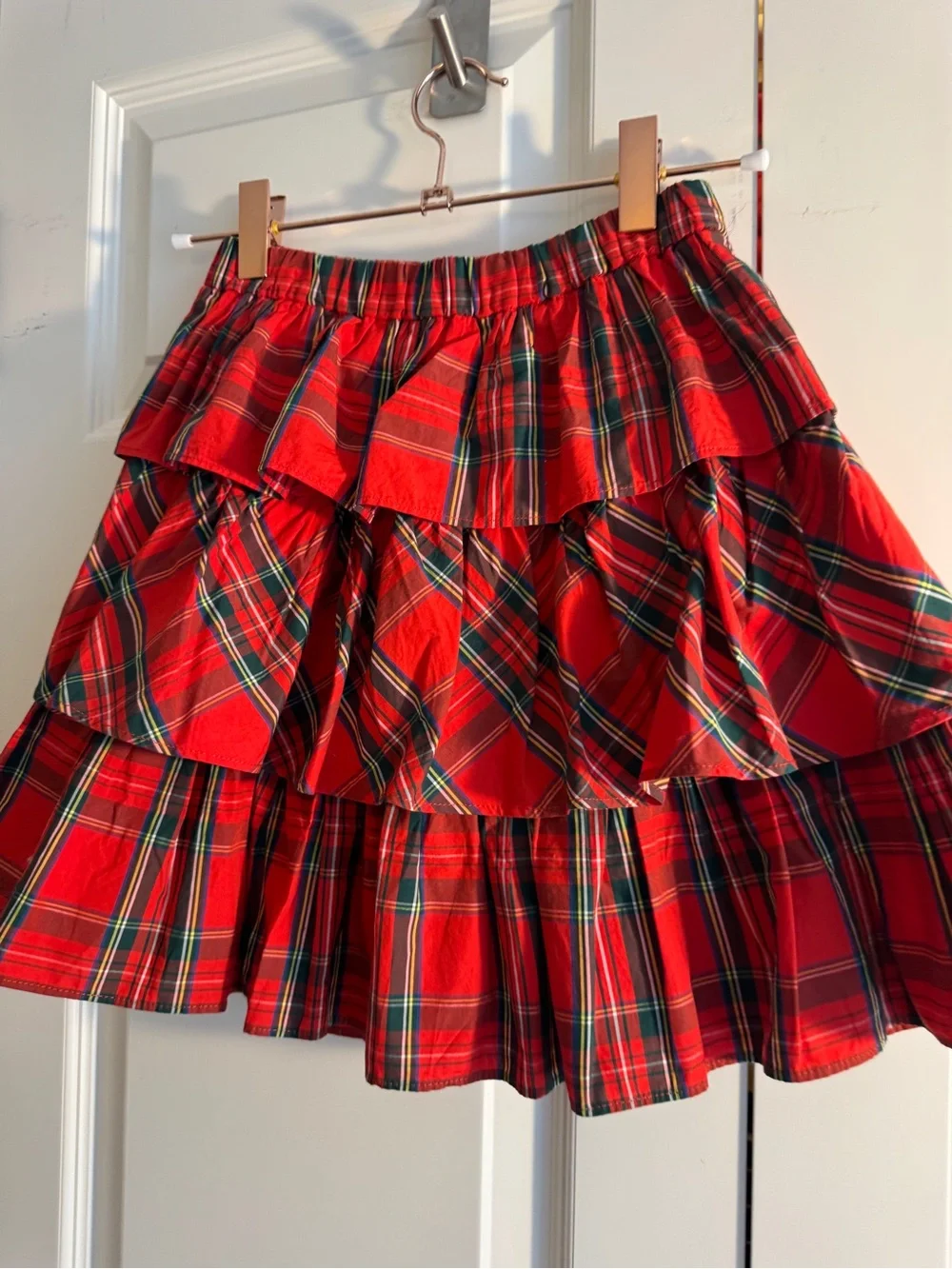 Crewcuts J.Crew NWT Girls Tiered Red Tartan Plaid Ruffle Skirt Size Large 10-12